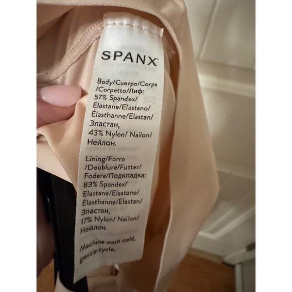 SPANX Open-Bust Mid-Thigh Bodysuit Champagne Beige L - Picture 4 of 6